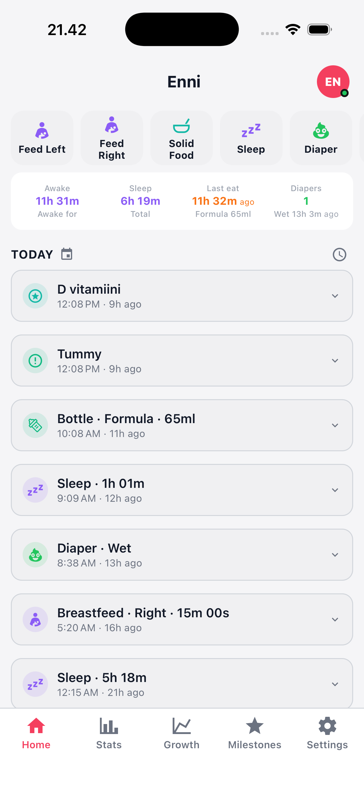 BabyTrack growth charts
